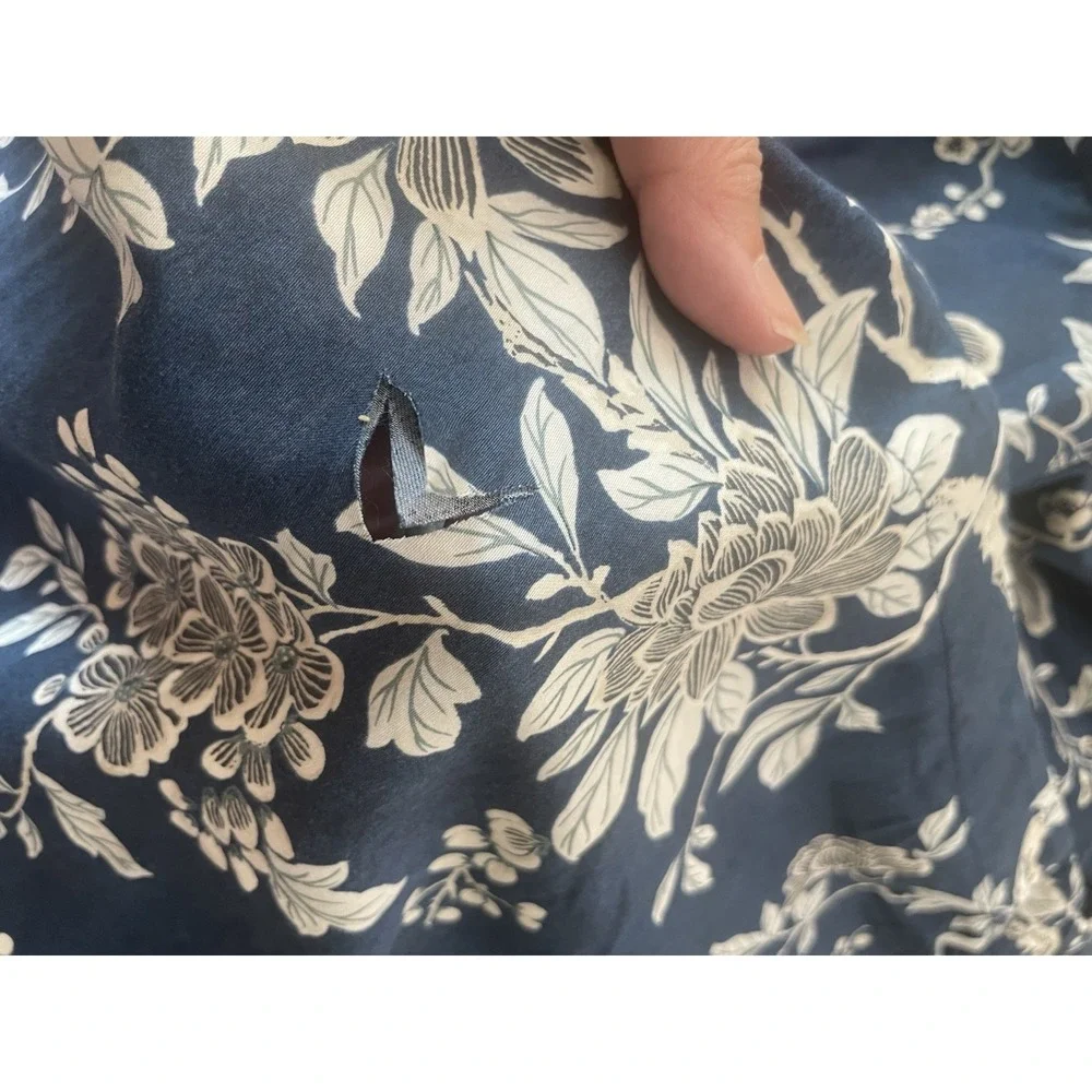 Ralph Lauren Deauville Blossom Navy Sateen QUEEN Duvet Cover & 2 Stnd Shams READ